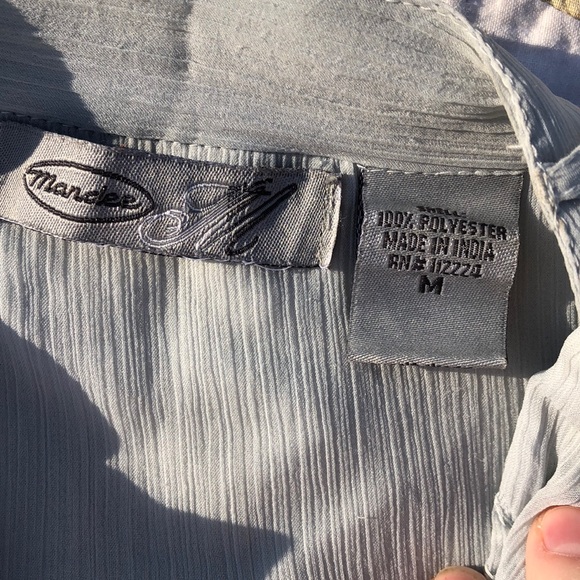 Sheer Ruffle Pearl Sparkly Babydoll Blouse - Picture 4 of 6